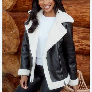 Sadie and Sage 🎉HPx2🎉🎈 faux shearling aviator jacket with asymmetrical zipper